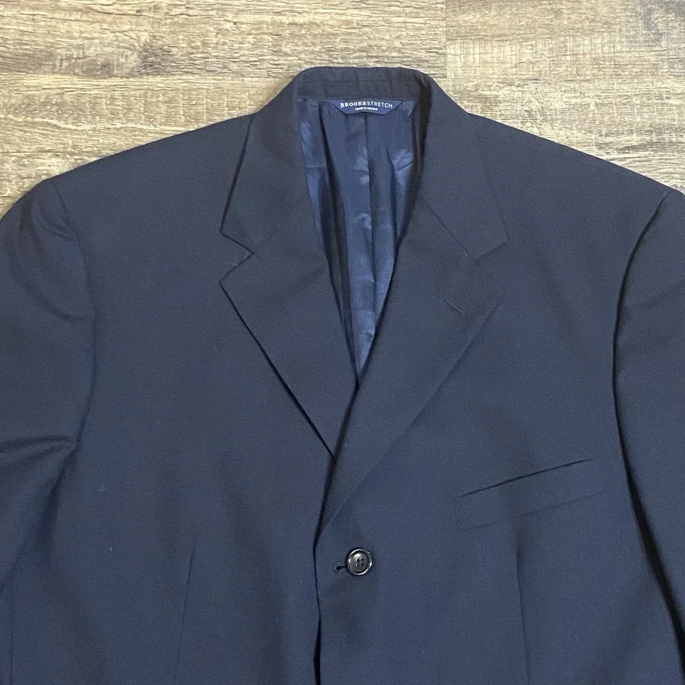 Brooks Brothers Stretch Blazer Men's 44R Wool Navy Preppy Classic Career READ